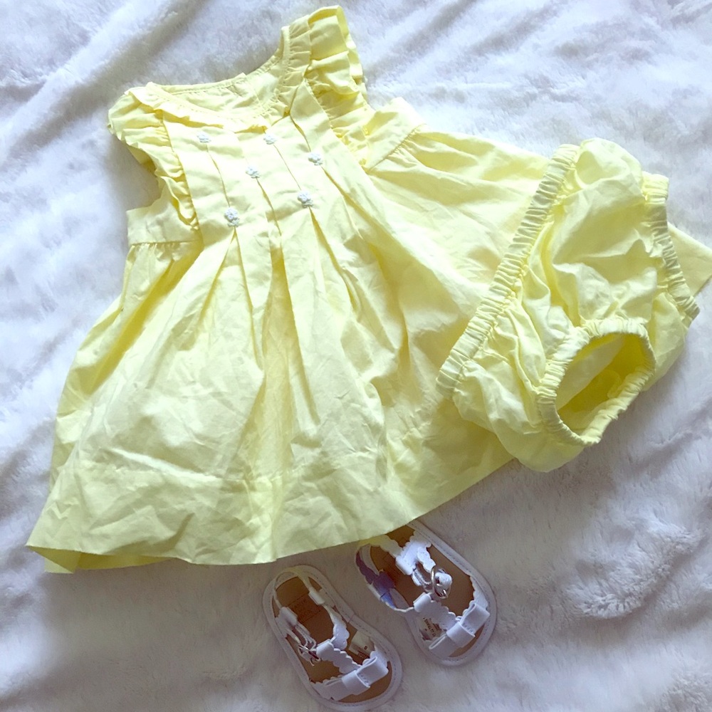 Janie and Jack yellow daisy baby party dress